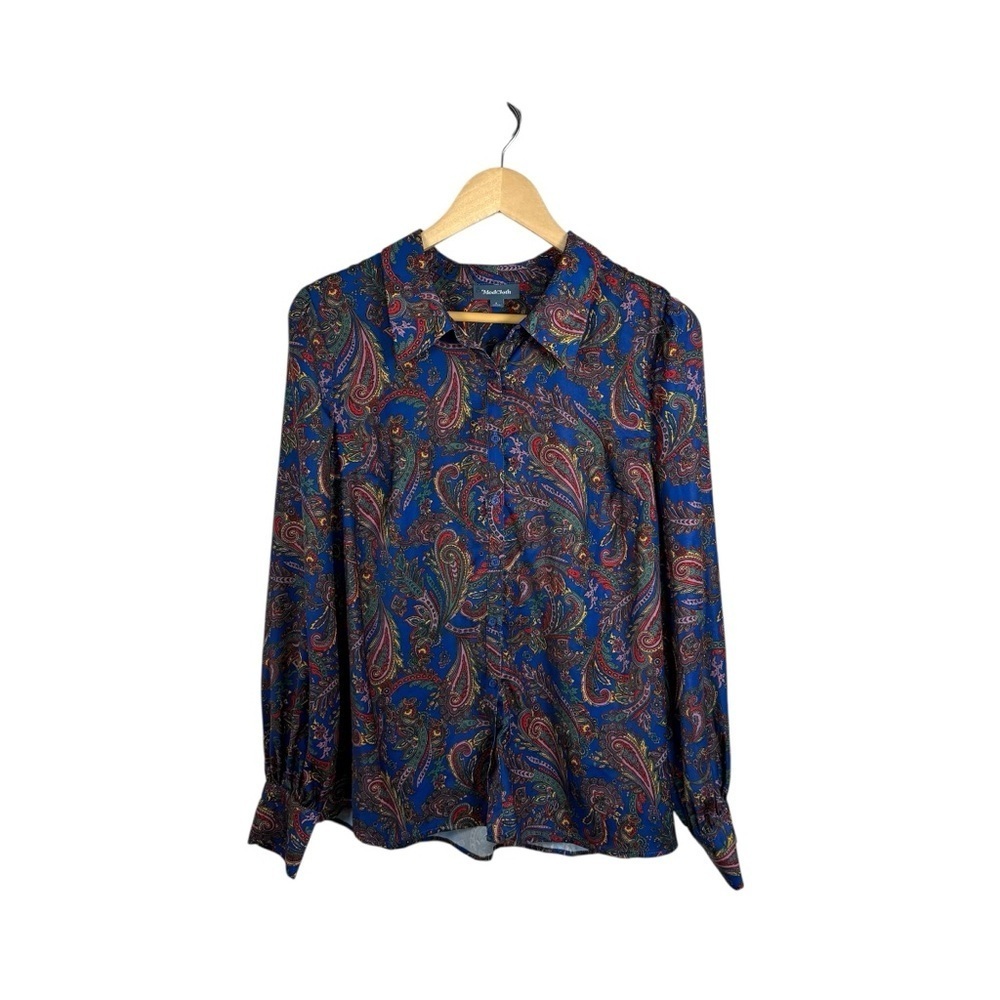 Modcloth Women’s Multicolor Paisley Button Down Blouse Size L